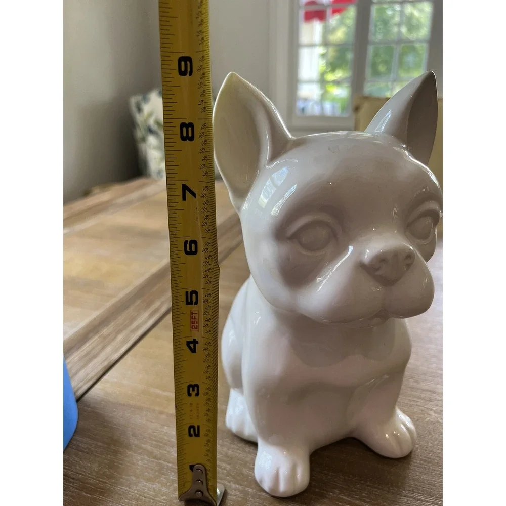 French Bulldog Ceramic Piggy Bank White Display Statue